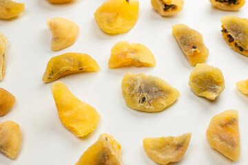 Dried passion fruit isolated on a white background.