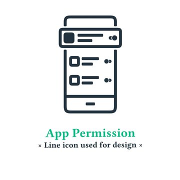 Vector mobile app permission icon isolated on a white background.  App permission symbols for web and mobile apps.