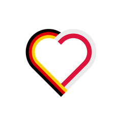 unity concept. heart ribbon icon of germany and poland flags. vector illustration isolated on white background