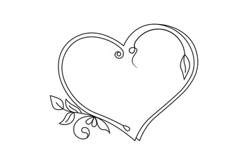 floral drawing love frame, flower love frame vector