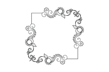 floral hand drawing frame, flower drawing vector