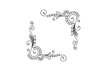 floral hand drawing frame, flower drawing vector