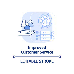 Improved customer service light blue concept icon. Big data processing pros abstract idea thin line illustration. Isolated outline drawing. Editable stroke. Arial, Myriad Pro-Bold fonts used