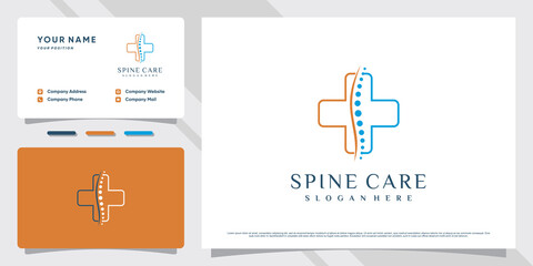 Bone clinic logo design for spine massage teraphy with creative element Premium Vector