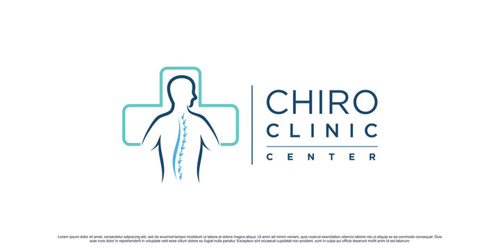 Chiropractic clinic logo design for massage teraphy with creative element Premium Vector