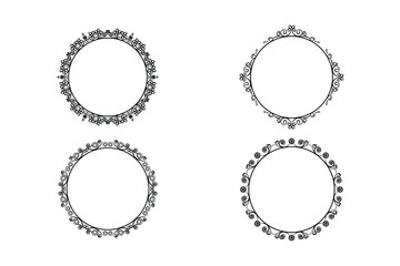  floral circle frame ,flower outline frame vector set