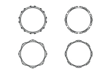  floral circle frame ,flower outline frame vector set