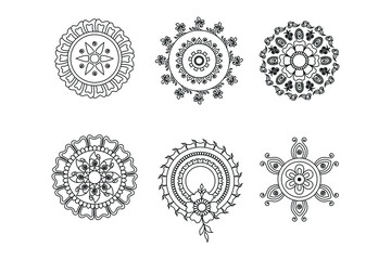 mandala outline hand drawing vector set