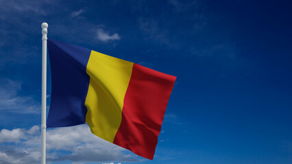 Chad flag, waving in the wind - 3d rendering
