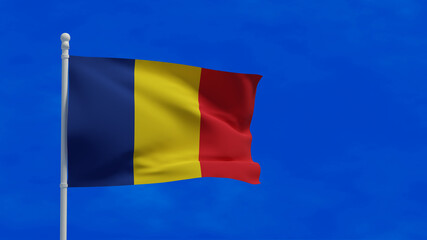 Chad flag, waving in the wind - 3d rendering