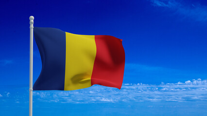 Chad flag, waving in the wind - 3d rendering