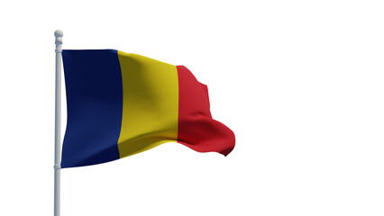 Chad flag, waving in the wind - 3d rendering