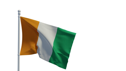 Ivory Coast flag, waving in the wind - 3d rendering illustration