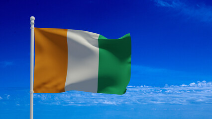 Ivory Coast flag, waving in the wind - 3d rendering illustration