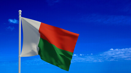Madagascar flag, waving in the wind - 3d rendering illustration