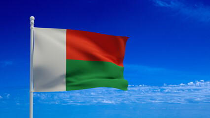 Madagascar flag, waving in the wind - 3d rendering illustration