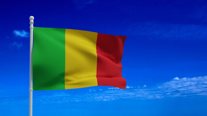 Mali flag, waving in the wind - 3d rendering illustration