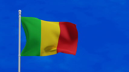 Mali flag, waving in the wind - 3d rendering illustration