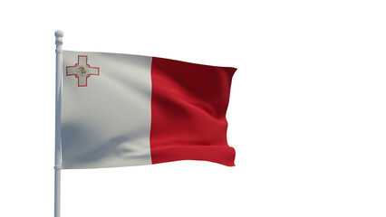 Malta flag, waving in the wind - 3d rendering illustration
