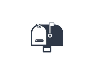 Closed Mailbox with Flag Vector Isolated Emoticon. Mailbox Icon