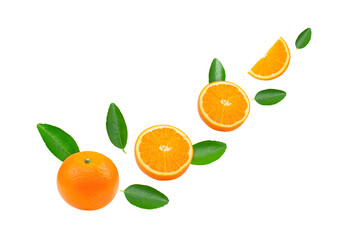 Navel orange on white background