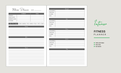 Fitness Planner Logbook kdp Interior Design
