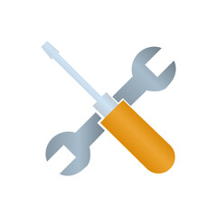 wrench icon with a screwdriver on a white background, vector illustration
