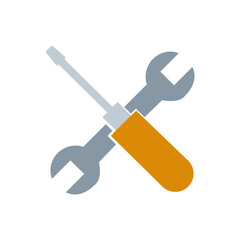 wrench icon with a screwdriver on a white background, vector illustration