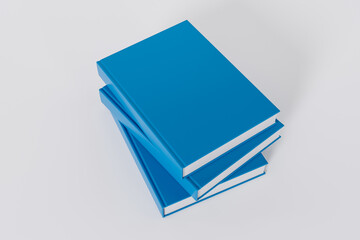 Mockup of a stack of rectangular books with a blank glossy covers on white background. Isolated with clipping path.