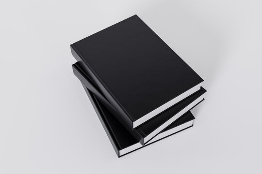 Mockup of a stack of rectangular books with a blank glossy covers on white background. Isolated with clipping path.