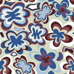 Obraz premium Abstract Hand Drawing Retro Large Daisy Flowers Seamless Vector Pattern Isolated Background