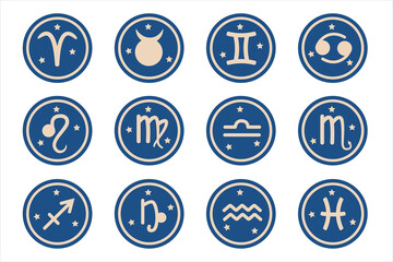 Round Frame with Zodiac Signs. Horoscope Symbol. Vector image.