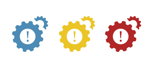 gear icon, problem concept, exclamation mark, vector illustration
