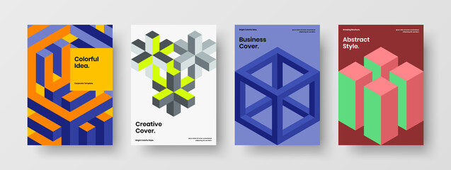 Unique banner A4 vector design concept composition. Premium mosaic hexagons brochure illustration collection.