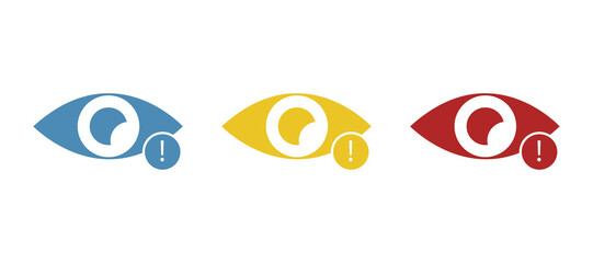 eye icon, eye problems concept, exclamation mark, vector illustration