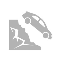 machine icon, concept of falling from the rocks, vector illustration