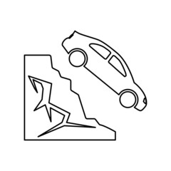 machine icon, concept of falling from the rocks, vector illustration