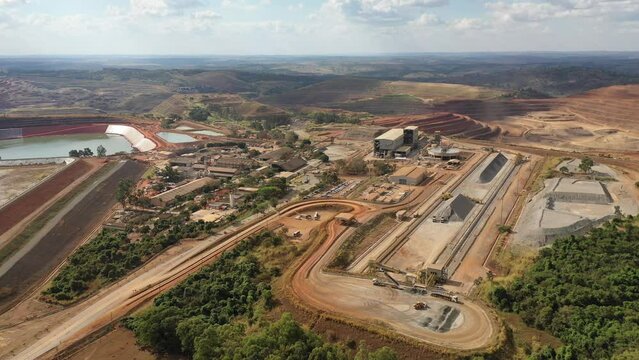 Aerial view of mining company with niobium and phosphate beneficiation plant
