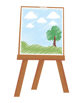 wooden easel painting landscape scene clip art preview