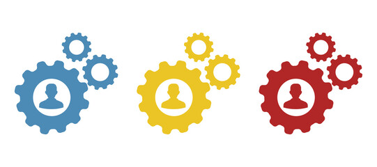 gear icon on a white background, teamwork concept, vector illustration