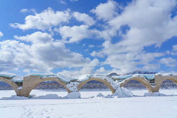冬のタウシュベツ橋梁　北海道道東観光