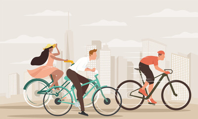 people riding bikes - obrazy, fototapety, plakaty