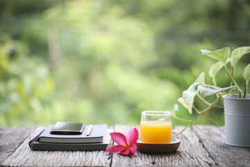 Mango juice and frangipani flower