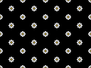 Flower cartoon character seamless pattern on black background. Pixel style