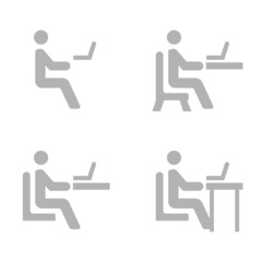 icon of man sitting at laptop, vector illustration