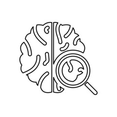 brain icons, research concept, magnifier, vector illustration