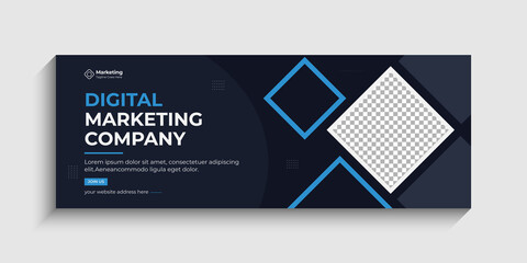 Digital marketing company timeline cover and web banner ad template, use for social media, social media post design template blue color, file with layered and vector.