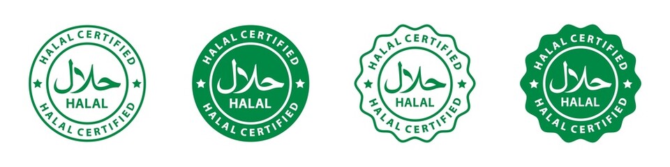 Halal food certified icon. Halal food labels Icon. Halal icon, Vector illustration