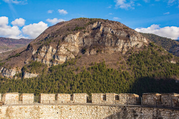 The view from the medieval 12th century Beseno Castle in Lagarina Valley in Trentino, north east Italy
