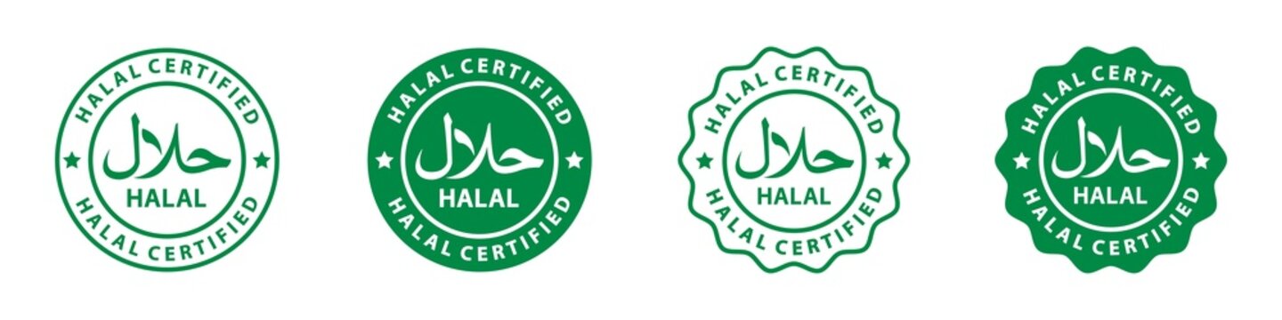 Halal food certified icon. Halal food labels Icon. Halal icon, Vector illustration